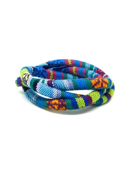 Cordon ethnique 6mm dominante bleu turquoise