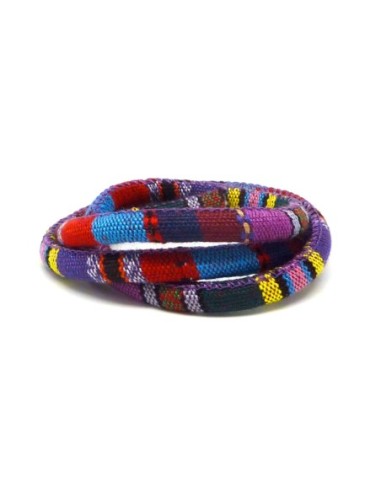 Cordon ethnique en coton tissé 6mm - 50cm - couleur multicolore dominante violet