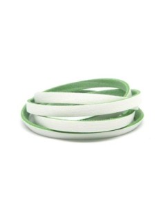 1m Cordon plat cuir synthétique blanc et vert d'eau 5,5mm...