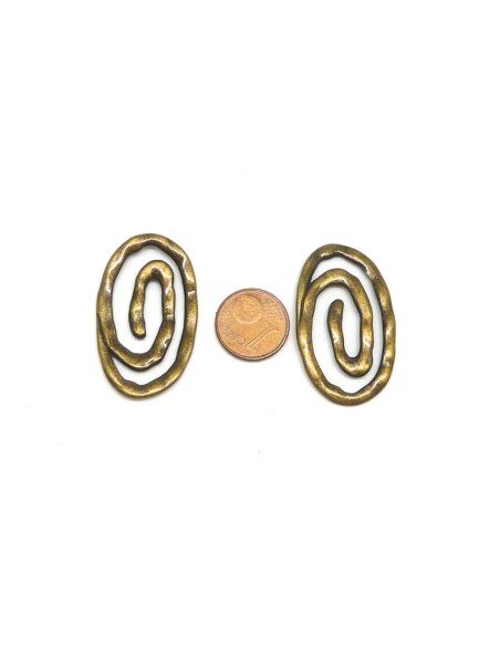 Spirale ovale, connecteur 37 x 22mm en métal de couleur bronze