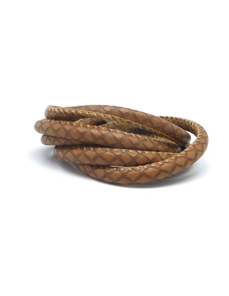 1m cordon simili cuir 6mm imitation serpent, écailles de couleur marron châtain
