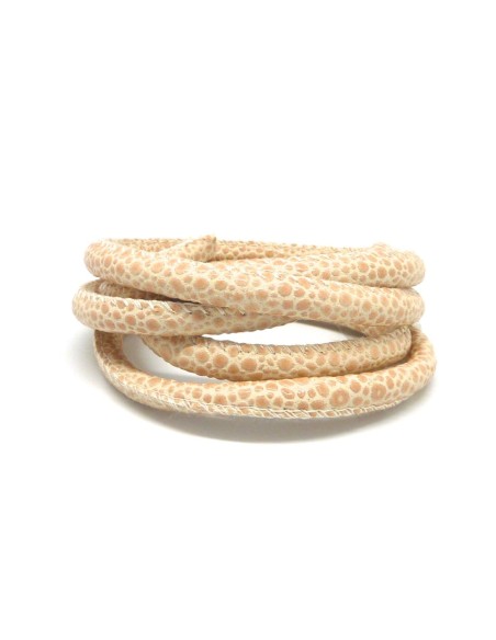 R-1m cordon simili cuir 6mm imitation léopard de couleur beige et beige rosé brillant