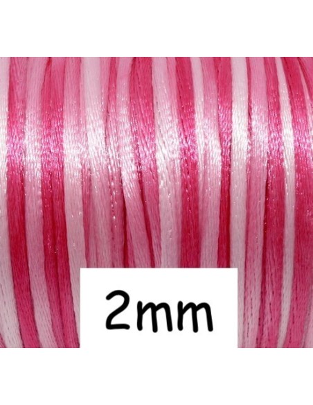 Cordon satin 2mm pas cher dégradé de rose fuchsia