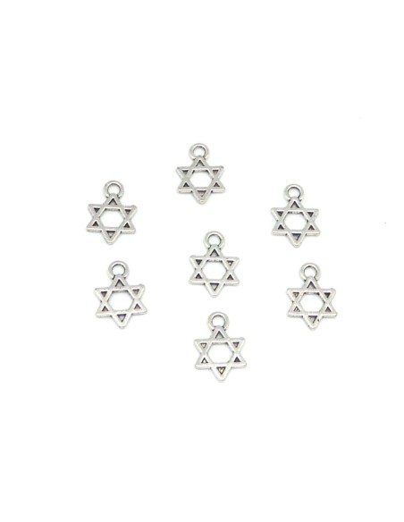 R-25 Breloques pendentif, étoile de David en métal argenté 13,1mm