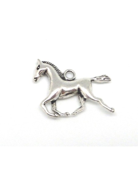 2 Breloques pendentif cheval en métal argenté 25,6mm