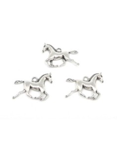2 Breloques pendentif cheval en métal argenté 25,6mm 2