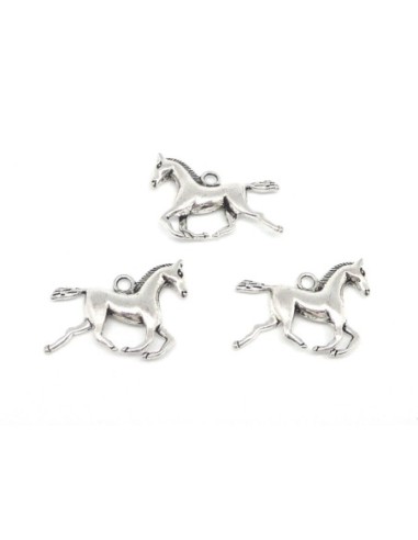 2 Breloques pendentif cheval en métal argenté 25,6mm