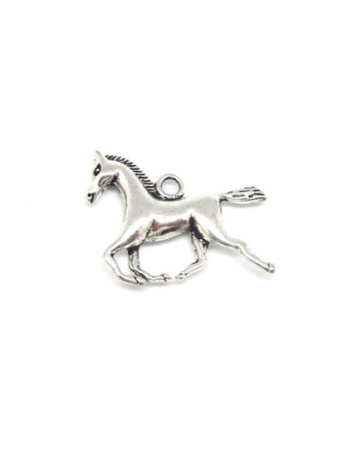 2 Breloques pendentif cheval en métal argenté 25,6mm