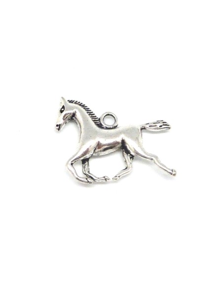 2 Breloques pendentif cheval en métal argenté 25,6mm