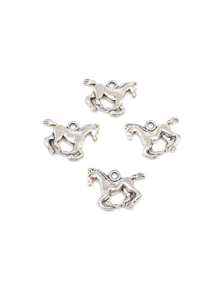 petite Breloque cheval en métal argenté 14,9mm