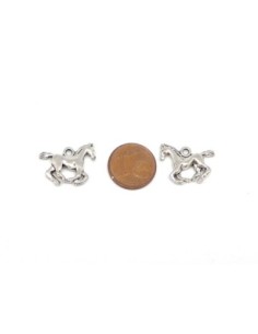 petite Breloque cheval en métal argenté 14,9mm 2