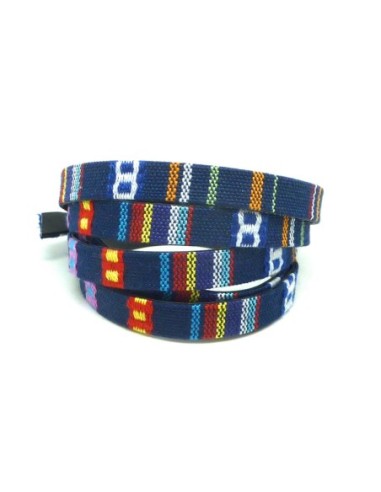Lanière ethnique 10mm multicolore bleu marine