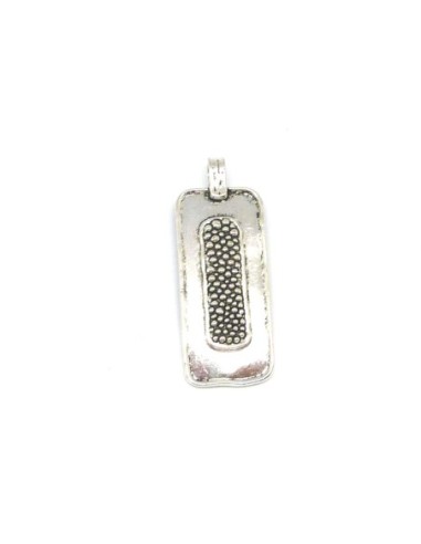  Grand pendentif rectangle en métal argenté pas cher