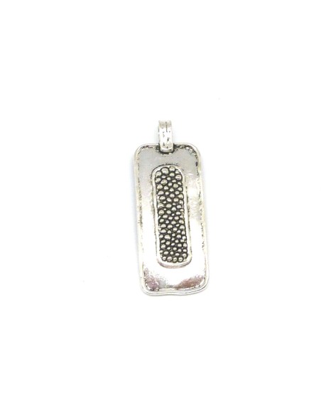  Grand pendentif rectangle en métal argenté pas cher