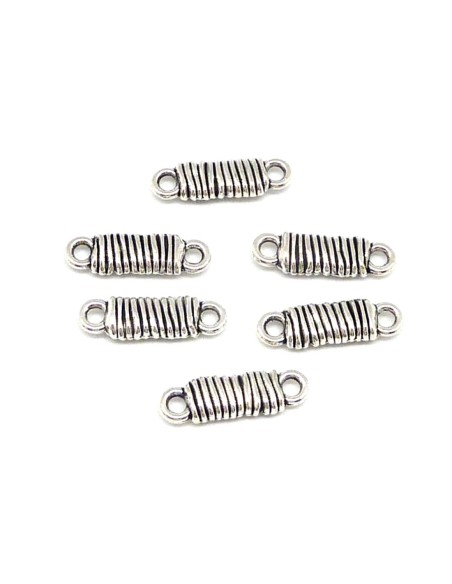 5 Connecteurs rectangle filigrane strié 20mm en métal argenté style bohème chic