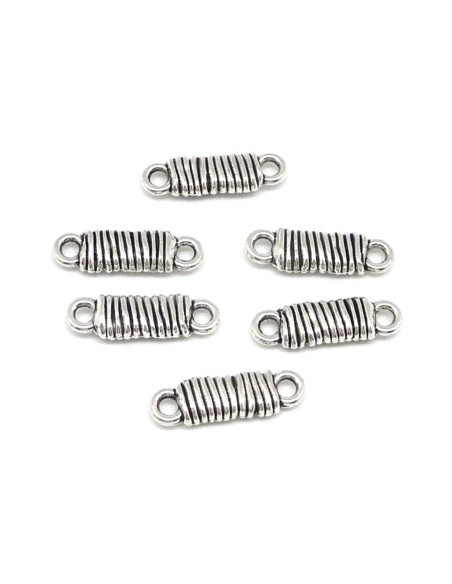 5 Connecteurs rectangle filigrane strié 20mm en métal argenté style bohème chic