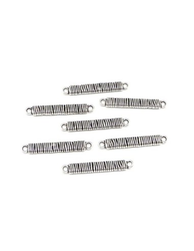 Perle connecteur tige en métal argenté travaillé 4cm de long