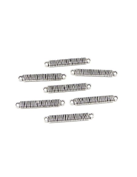 Perle connecteur tige en métal argenté travaillé 4cm de long