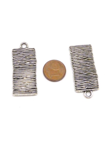  Pendentif Rectangle argenté style bohème ethnique chic en métal argenté