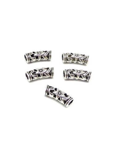 Passant tube en métal argenté pour cordon 4mm