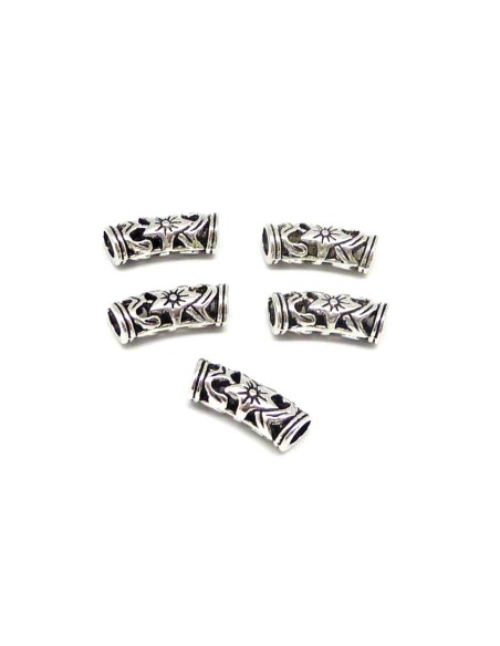 Passant tube en métal argenté pour cordon 4mm