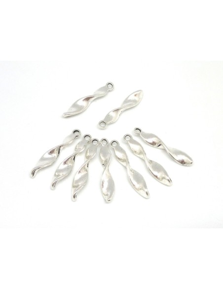 Breloque argenté pampille en métal tourbillon