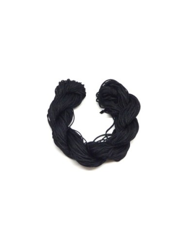 Echeveau de 29m de fil nylon tressé noir 0,8mm pour tressage bracelet wrap, shamballa , kumihimo, bracelet