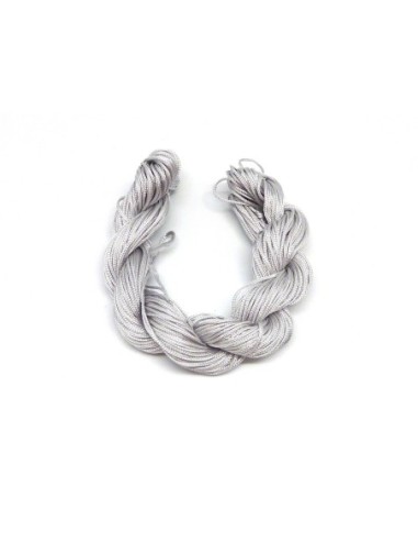 fil nylon tressé gris clair, gris argenté 0,8mm pour tressage bracelet wrap, shamballa