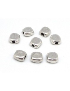 10 Perles en métal argenté rectangle arrondi 8,5mm x 8,2mm
