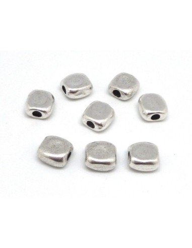 10 Perles en métal argenté rectangle arrondi 8,5mm x 8,2mm