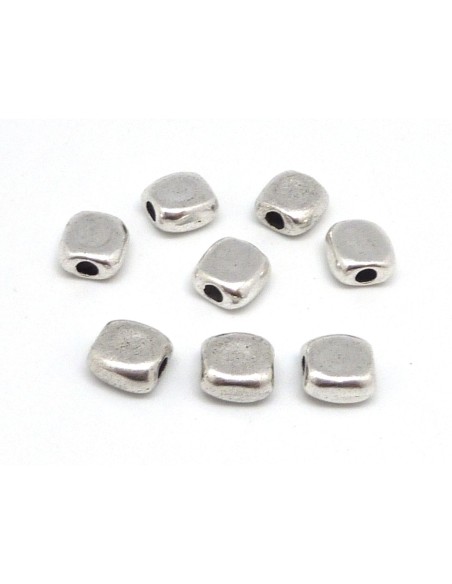 10 Perles en métal argenté rectangle arrondi 8,5mm x 8,2mm