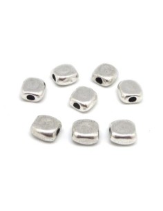 10 Perles en métal argenté rectangle arrondi 8,5mm x 8,2mm 2