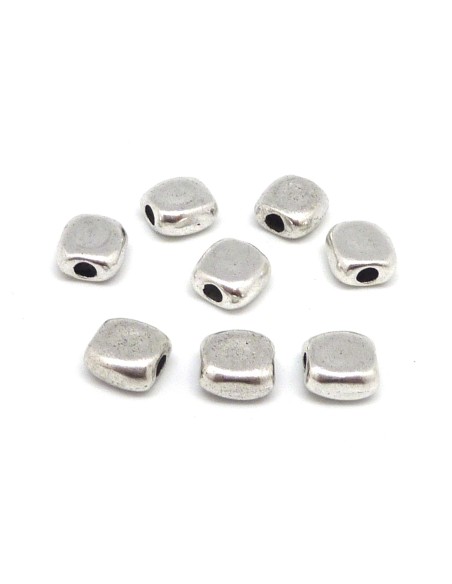 10 Perles en métal argenté rectangle arrondi 8,5mm x 8,2mm