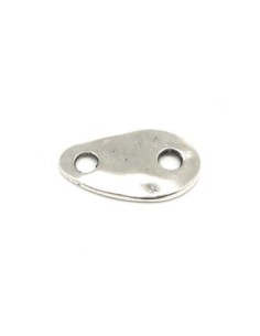 3 Connecteurs ovale grain de café 29,3mm en métal argenté martelé