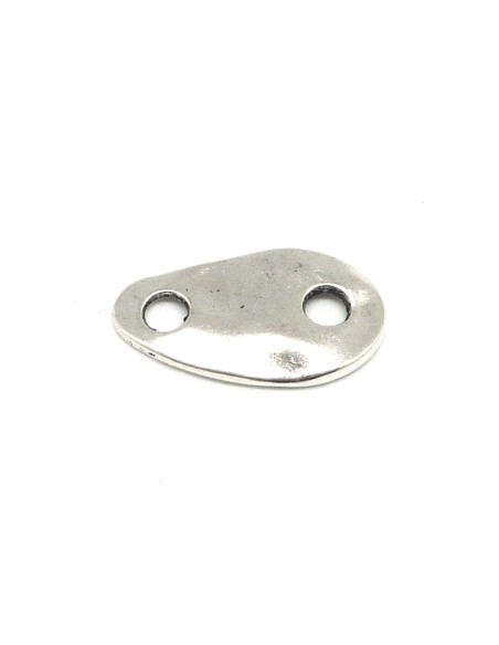 3 Connecteurs ovale grain de café 29,3mm en métal argenté martelé