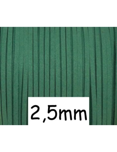 Cordon plat daim synthétique vert amande 2,5mm