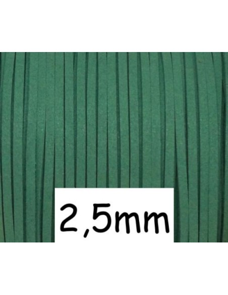Cordon plat daim synthétique vert amande 2,5mm