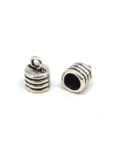 4 Embouts pour cordon 6,5mm en métal argenté strié 2