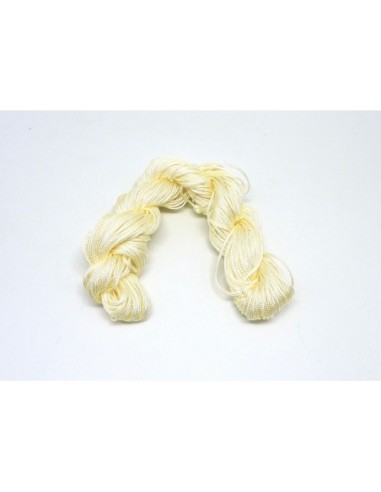 fil nylon tressé blanc ivoire, jaune pâle 0,8mm pour tressage bracelet wrap,