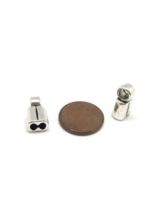 Embouts double pour cordon de 3mm en métal argenté lisse 2
