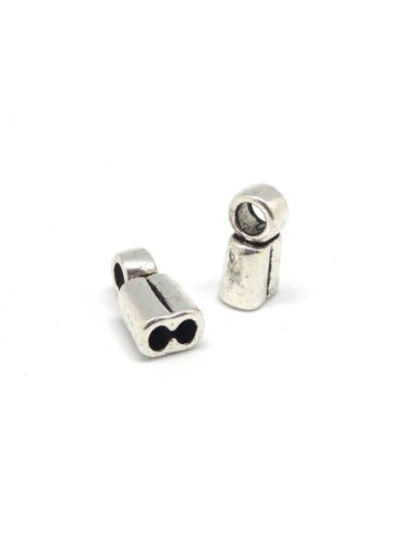 Embouts double argenté pour cordon de 3mm en métal