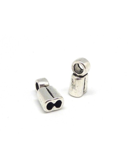 Embouts double argenté pour cordon de 3mm en métal