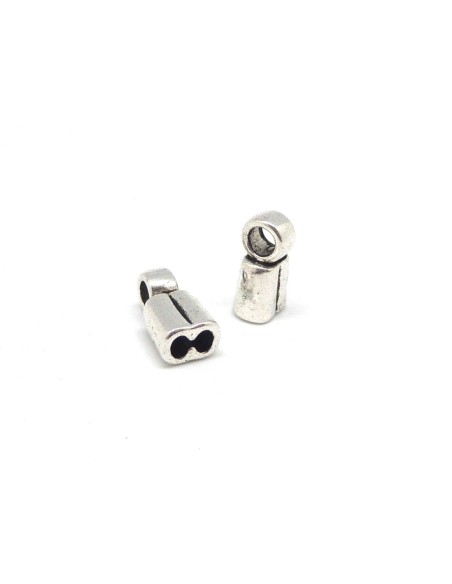 Embouts 2 trous pour cordon de 3mm en métal argenté lisse