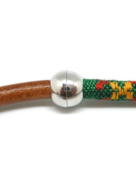 Fermoir aimanté boule, rond pour cordon de 5,5-6mm en métal argenté adapté au cordon ethnique