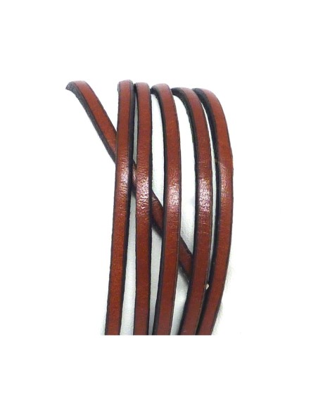 R-1m Lanière Cuir plat 3mm marron noisette foncé - CUIR VERITABLE