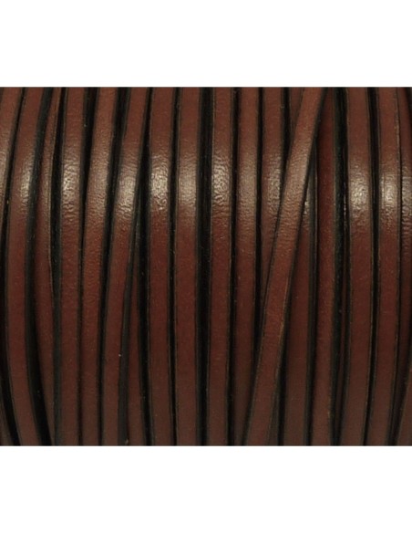 R-1m Lanière Cuir plat 3mm marron noisette foncé - CUIR VERITABLE