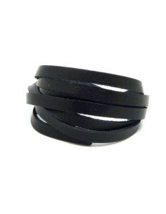 R-1m Lanière Cuir plat 5mm noir - CUIR VERITABLE