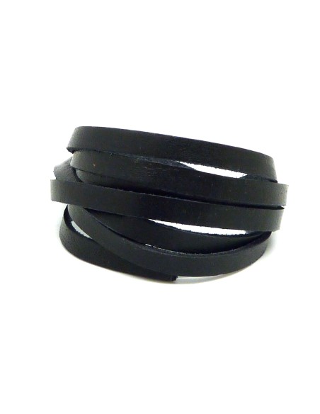 R-1m Lanière Cuir plat 5mm noir - CUIR VERITABLE