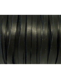 R-1m Lanière Cuir plat 5mm noir - CUIR VERITABLE 2