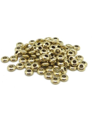 Perles rondelle fine 5mm en métal doré pâle lisse